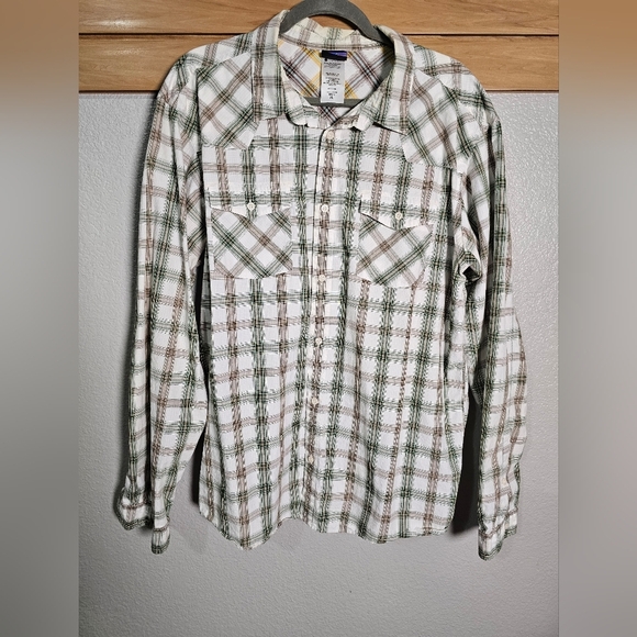 Mens Patagonia Plaid 100% Organic Cotton Button Up Shirt 2 Breast Pockets XL - Picture 2 of 12